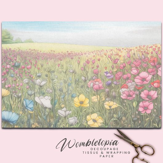 Pastel Spring Wildflower Meadow Decoupage Tissuepapier
