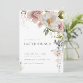 Pastel Spring Wildflower Pasen Brunch Uitnodiging (Staand voorkant)