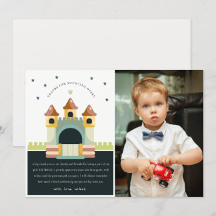 Pastel Springkasteel Sprong Foto Kinderen Verjaard Bedankkaart