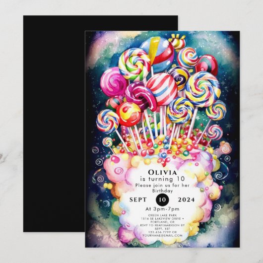 Pastel Sprinkle Candyland Verjaardag Kaart (Voorkant / Achterkant)