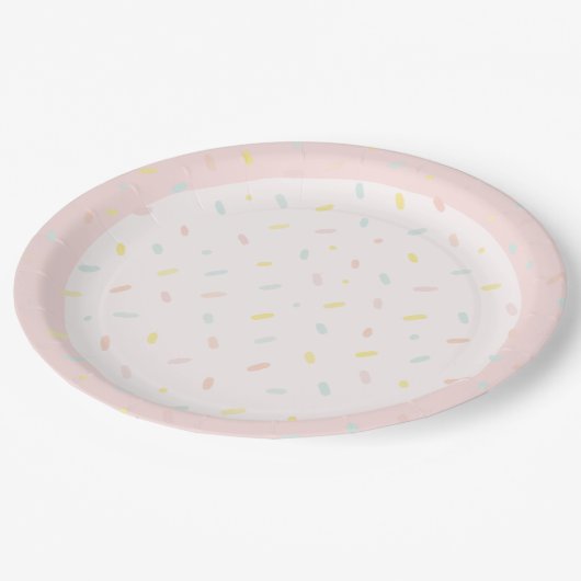 Pastel Sprinkle Confetti Pink Ice Cream Birthday  Papieren Bordje (Gekanteld)