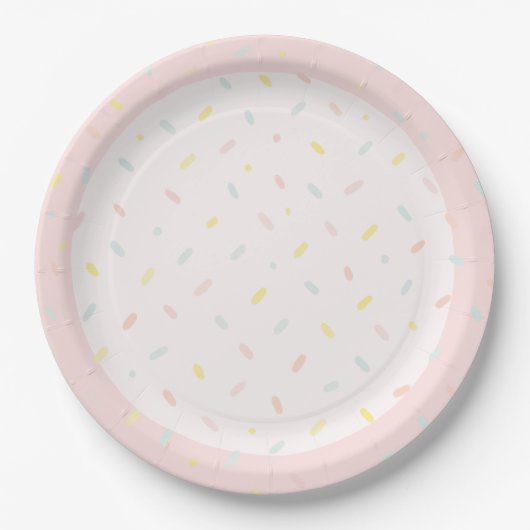 Pastel Sprinkle Confetti Pink Ice Cream Birthday  Papieren Bordje (Voorkant)