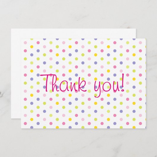 Pastel Sprinkle Polka Dot Baby shower Dank u wel Bedankkaart (Voorkant / Achterkant)