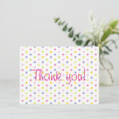Pastel Sprinkle Polka Dot Baby shower Dank u wel Bedankkaart (Staand voorkant)