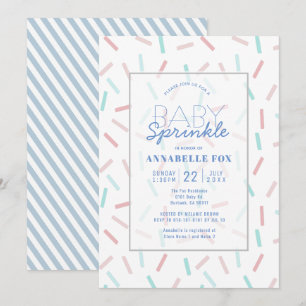 Pastel Sprinkles Blauw Baby Sprinkle Shower Invita Kaart