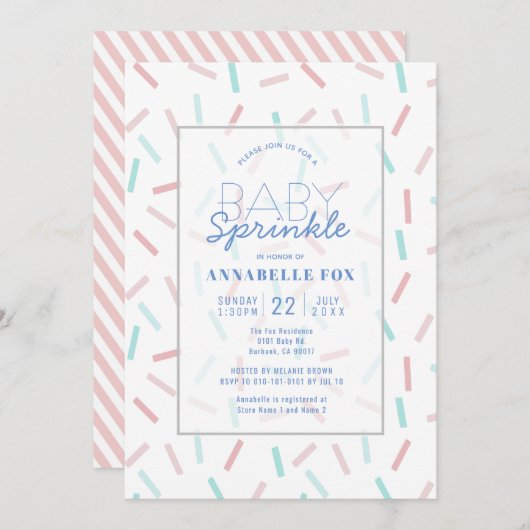 Pastel Sprinkles Meisje Baby Sprinkle Douche Kaart (Voorkant / Achterkant)