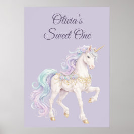 Pastel Sprookje Eenhorn Zoete Een Verjaardagsposte Poster