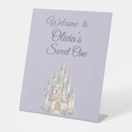 Pastel Sprookje Eerste Verjaardag Welkomstbord Reclamebord Met Voetstuk