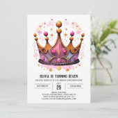 Pastel sprookje prinses kroon verjaardag kaart (Staand voorkant)