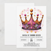 Pastel sprookje prinses kroon verjaardag kaart (Voorkant / Achterkant)