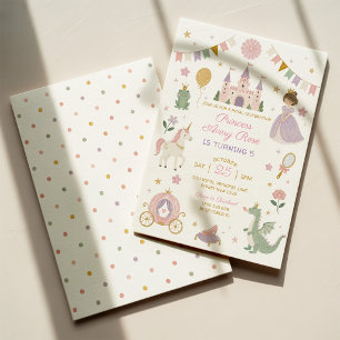 Pastel Sprookjes Prinses Meisje Verjaardagsfeestje Kaart