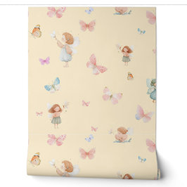 Pastel Sprookjesachtig Motief Cute Vlinder Babykam Behang