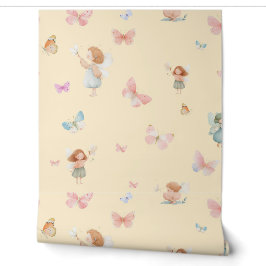 Pastel Sprookjesachtig Motief Cute Vlinder Babykam Behang