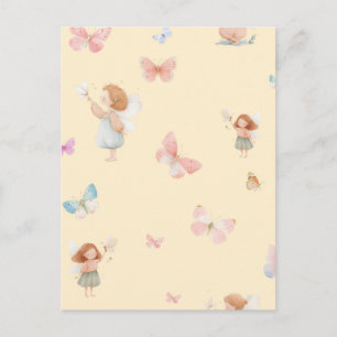Pastel Sprookjesachtig Motief Cute Vlinder Babykam Briefkaart