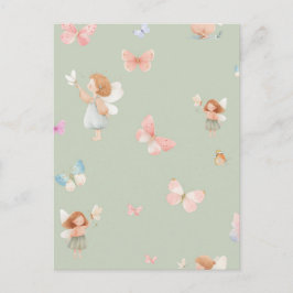 Pastel Sprookjesachtig Motief Cute Vlinder Babykam Briefkaart