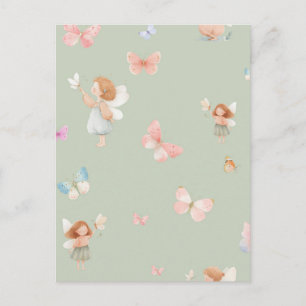 Pastel Sprookjesachtig Motief Cute Vlinder Babykam Briefkaart