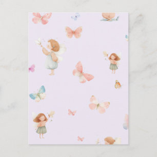 Pastel Sprookjesachtig Motief Cute Vlinder Babykam Briefkaart