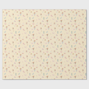 Pastel Sprookjesachtig Motief Cute Vlinder Babykam Cadeaupapier