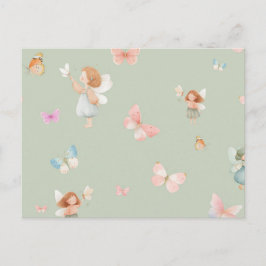 Pastel Sprookjesachtig Motief Cute Vlinder Babykam Feestdagenkaart