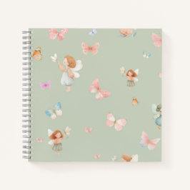 Pastel Sprookjesachtig Motief Cute Vlinder Babykam Notitieboek