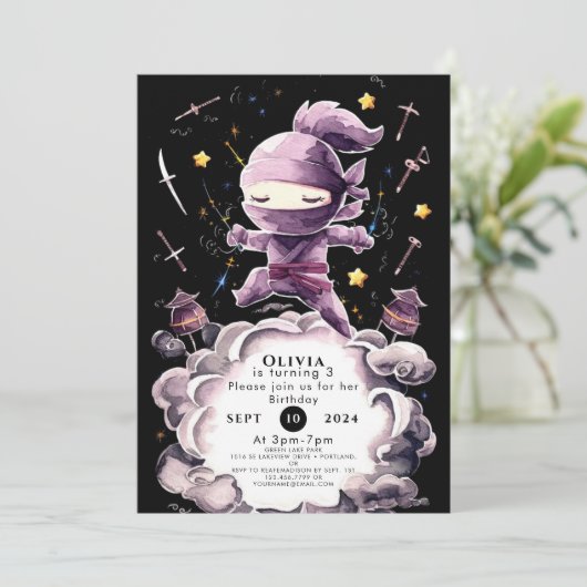 Pastel Spy Ninja Verjaardag Kaart (Staand voorkant)