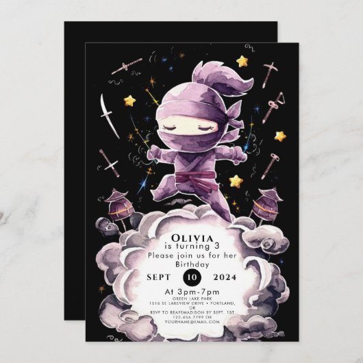 Pastel Spy Ninja Verjaardag Kaart (Voorkant / Achterkant)