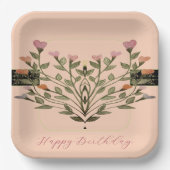 Pastel Square Designer Bloemen Papieren Bordje (Voorkant)
