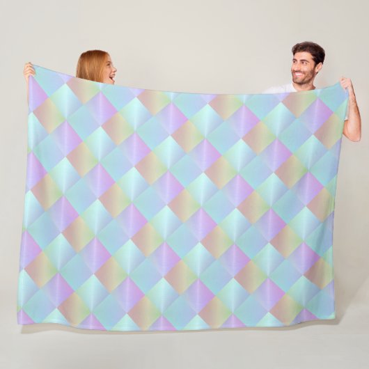 Pastel Squares Patroon Fleece Deken (In situ)