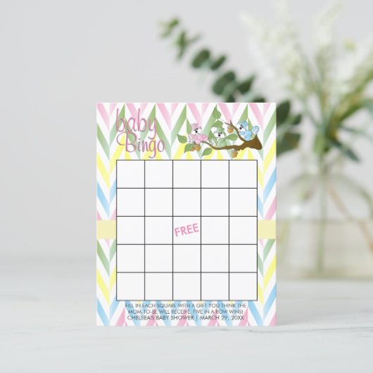 Pastel Squirrel Baby Girl Shower - Bingo (Staand voorkant)