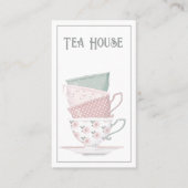 Pastel Stacked Teacups Visitekaartje (Voorkant)