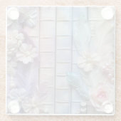 PASTEL STAPEL BOEKEN BLOEMEN VEREN GLAZEN ONDERZETTER (Achterkant)