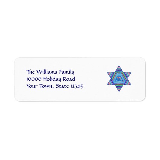 Pastel Star of David Retouradreslabels Etiket (Voorkant)