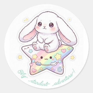 Pastel Star Rider Bunny - Dreamy Kawaii Celestial Ronde Sticker