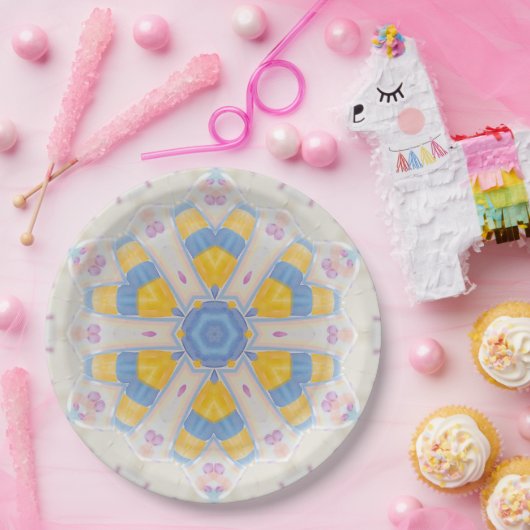 Pastel Star Zoet Roze Geel Blauw Hart Papieren Bordje (Feest)