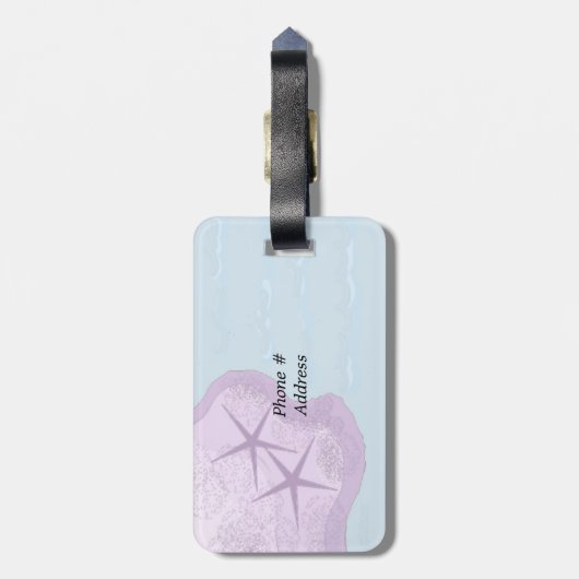 Pastel Starfish and Ocean Bagagelabel (Achterkant verticaal)