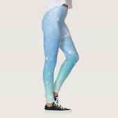 Pastel Starry Sky Blue Gradient Moon Galaxy Design Leggings (Rechts)