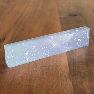 Pastel Starry Sky Blue Gradient Moon Galaxy Design Naambordje