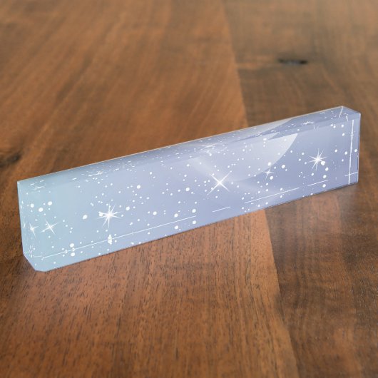 Pastel Starry Sky Blue Gradient Moon Galaxy Design Naambordje (Zijkant)