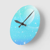 Pastel Starry Sky Blue Gradient Moon Galaxy Design Ronde Klok (Hoek)