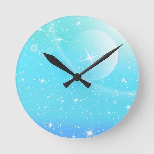 Pastel Starry Sky Blue Gradient Moon Galaxy Design Ronde Klok (Voorkant)