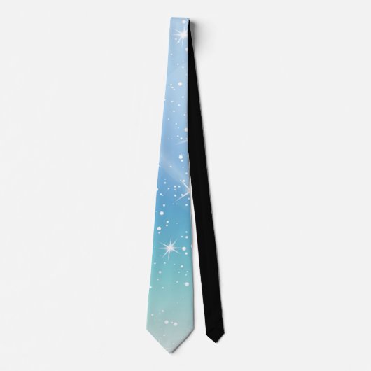 Pastel Starry Sky Blue Gradient Moon Galaxy Design Stropdas (Voorkant)