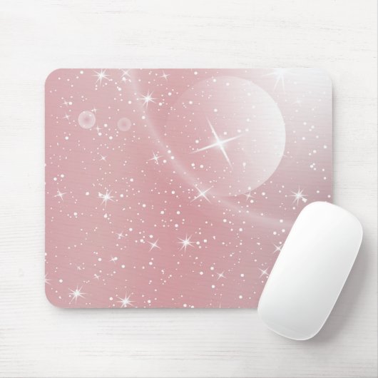 Pastel Starry Sky Roze gradiënt Mop Galaxy Design Muismat (Met muis)