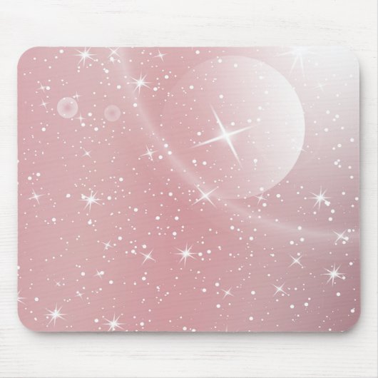Pastel Starry Sky Roze gradiënt Mop Galaxy Design Muismat (Voorkant)