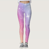 Pastel Starry Sky Roze Paarse gradiëntmoon Galaxy Leggings (Voorkant)