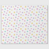 Pastel Stars and Hearts – Schattigee zachte kleur Cadeaupapier (Vlak)