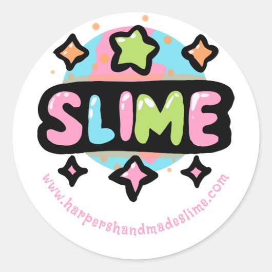 pastel stars slijm sjabloon logo ronde sticker (Voorkant)