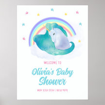 Pastel Stars Unicorn Rainbow Baby shower Welkom