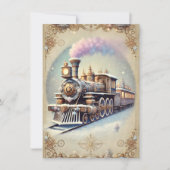 Pastel Steampunk Christmas Kaart Antiek Train (Voorkant)