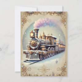 Pastel Steampunk Christmas Kaart Antiek Train