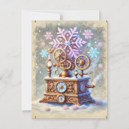Pastel Steampunk Kerst Kaart Antiek 